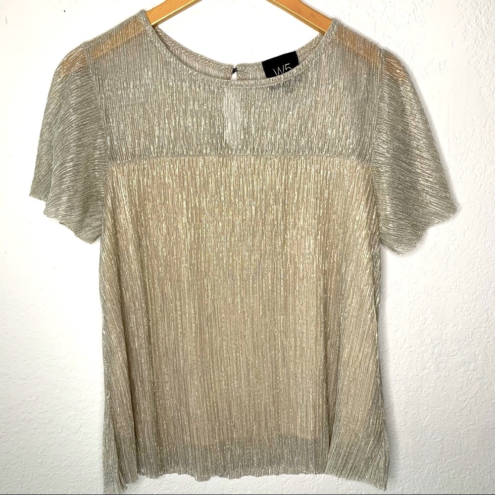 W5 Gold and Silver Flutter Sleeve Top
